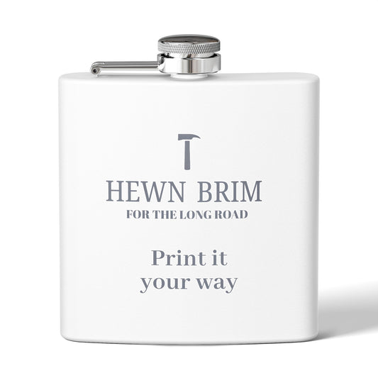 6oz Stainless Steel Flask — Customizable 'Hewn Brim' Travel Hip Flask, Personalized Groomsmen Gift