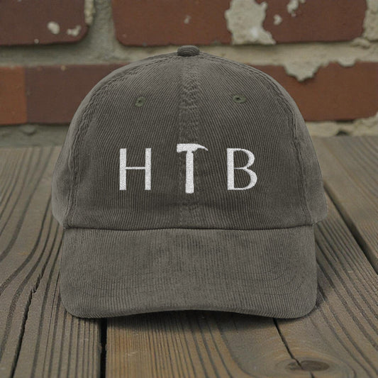 Embroidered Corduroy Cap Hewn Brim