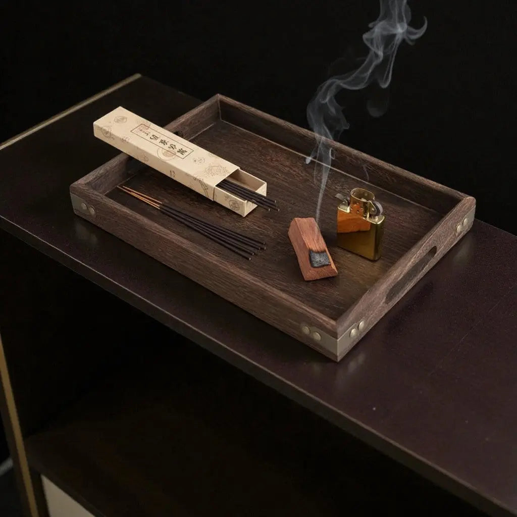 Solid Wood Household Tray Hewn Brim