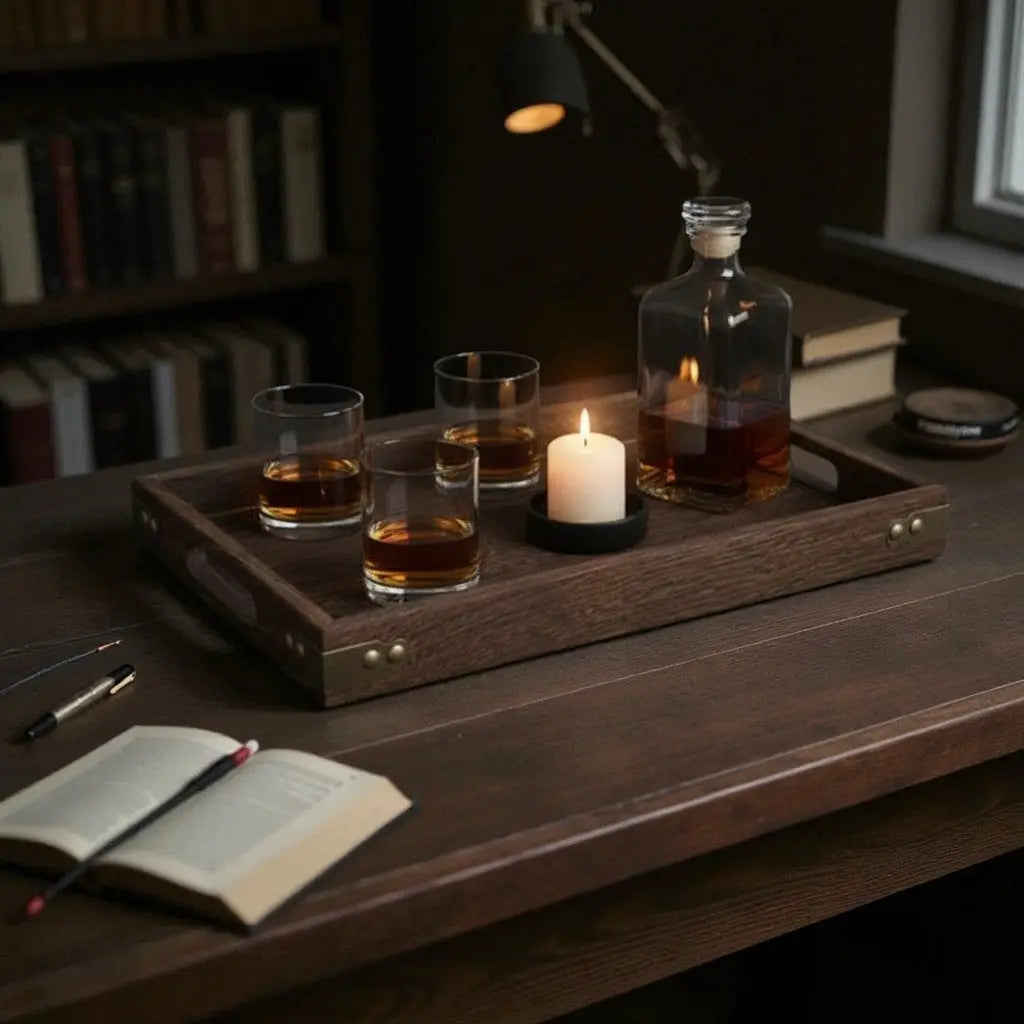 Solid Wood Household Tray Hewn Brim